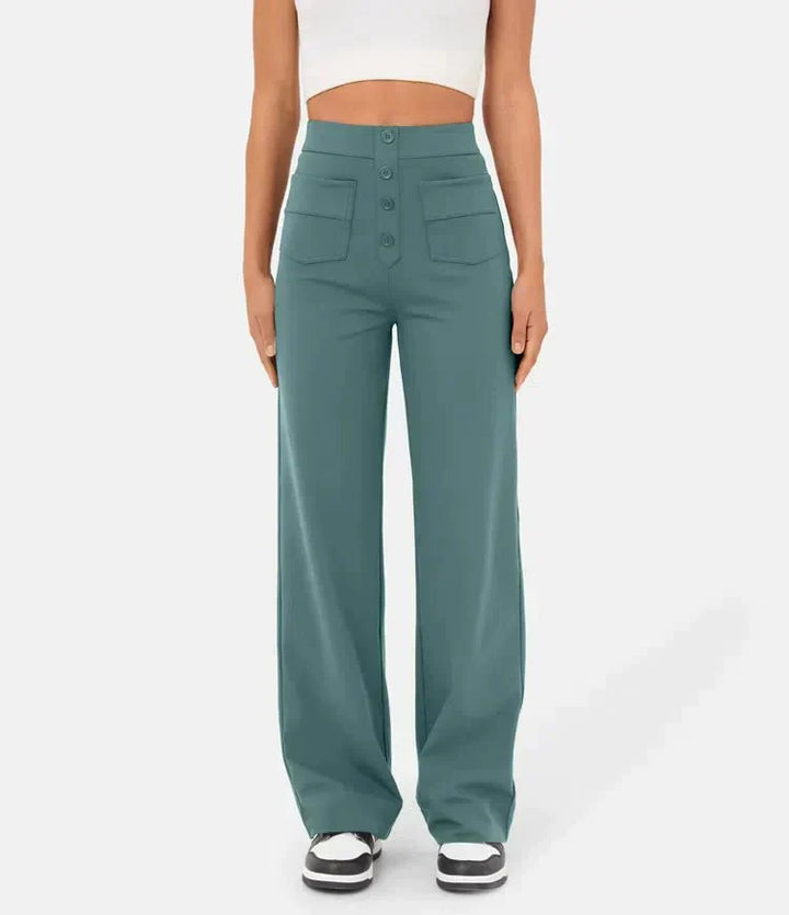 Élégant pantalon de loisirs élastique avec une taille haute - Sophia
