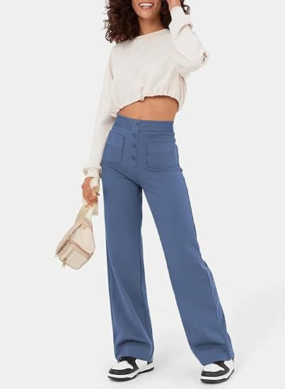 Élégant pantalon de loisirs élastique avec une taille haute - Sophia