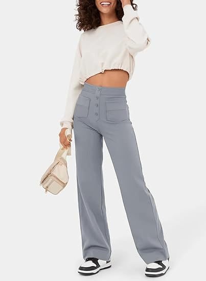 Élégant pantalon de loisirs élastique avec une taille haute - Sophia