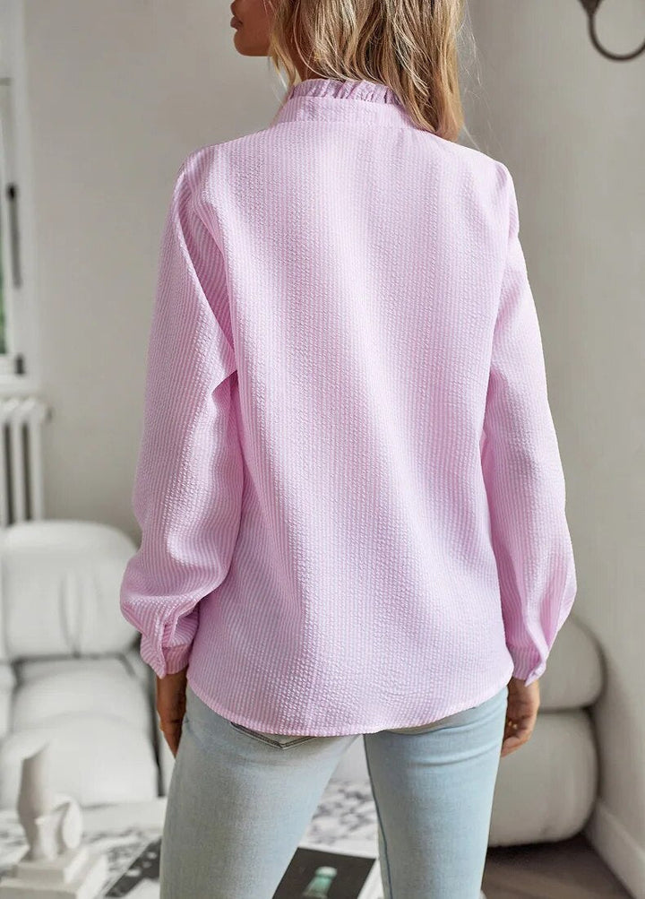 Blouse élégante pour femme à manches longues avec volants pour un look chic | Mecca