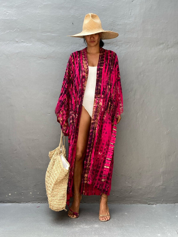 Aino | Kimono de Plage Légèrement Bohème - Robe d'Été avec Imprimé Tie-Dye Tendance