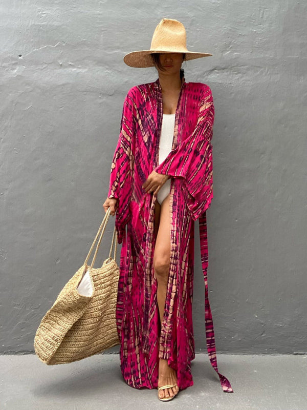 Aino | Kimono de Plage Légèrement Bohème - Robe d'Été avec Imprimé Tie-Dye Tendance