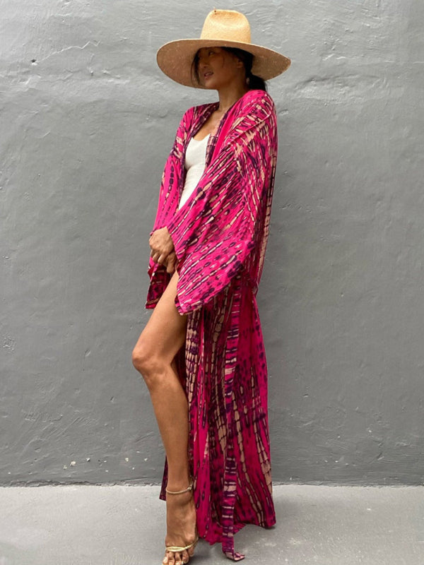 Aino | Kimono de Plage Légèrement Bohème - Robe d'Été avec Imprimé Tie-Dye Tendance