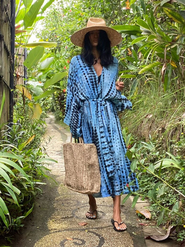 Aino | Kimono de Plage Légèrement Bohème - Robe d'Été avec Imprimé Tie-Dye Tendance