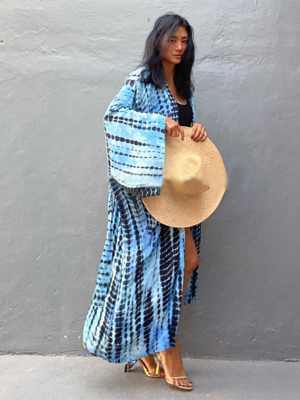 Aino | Kimono de Plage Légèrement Bohème - Robe d'Été avec Imprimé Tie-Dye Tendance