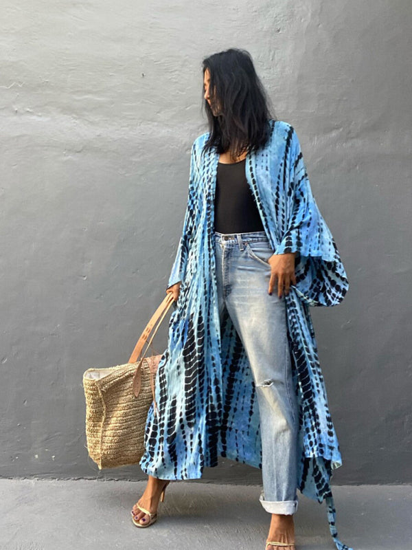 Aino | Kimono de Plage Légèrement Bohème - Robe d'Été avec Imprimé Tie-Dye Tendance
