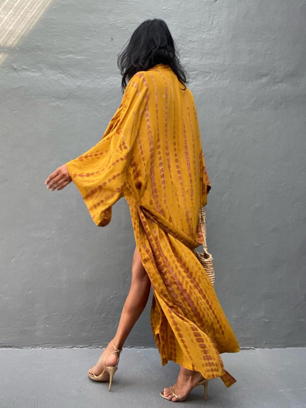 Aino | Kimono de Plage Légèrement Bohème - Robe d'Été avec Imprimé Tie-Dye Tendance