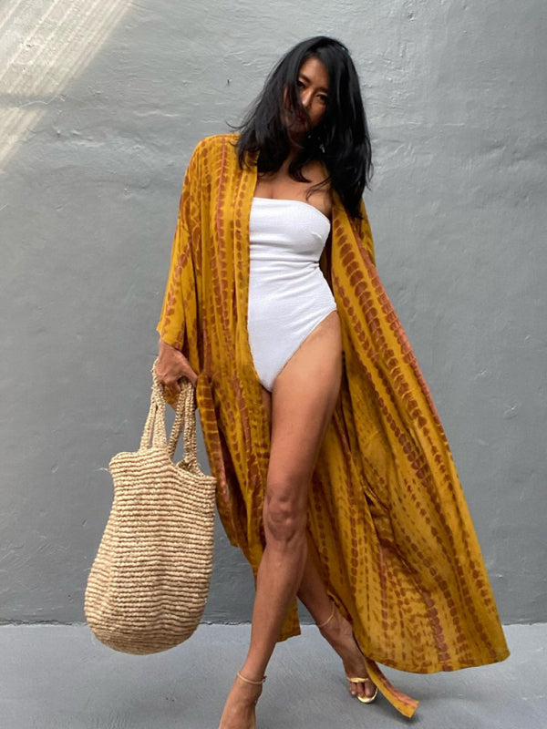 Aino | Kimono de Plage Légèrement Bohème - Robe d'Été avec Imprimé Tie-Dye Tendance