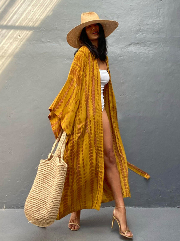 Aino | Kimono de Plage Légèrement Bohème - Robe d'Été avec Imprimé Tie-Dye Tendance
