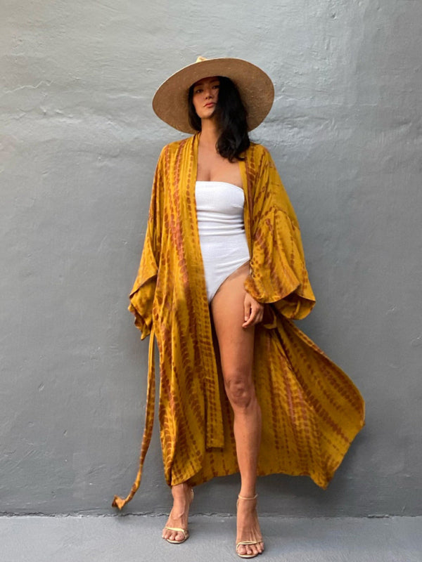 Aino | Kimono de Plage Légèrement Bohème - Robe d'Été avec Imprimé Tie-Dye Tendance