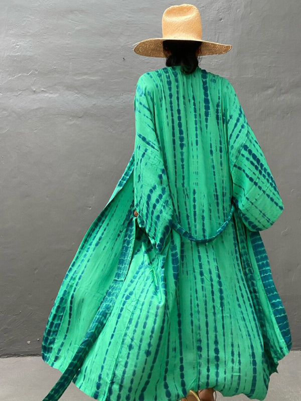 Aino | Kimono de Plage Légèrement Bohème - Robe d'Été avec Imprimé Tie-Dye Tendance