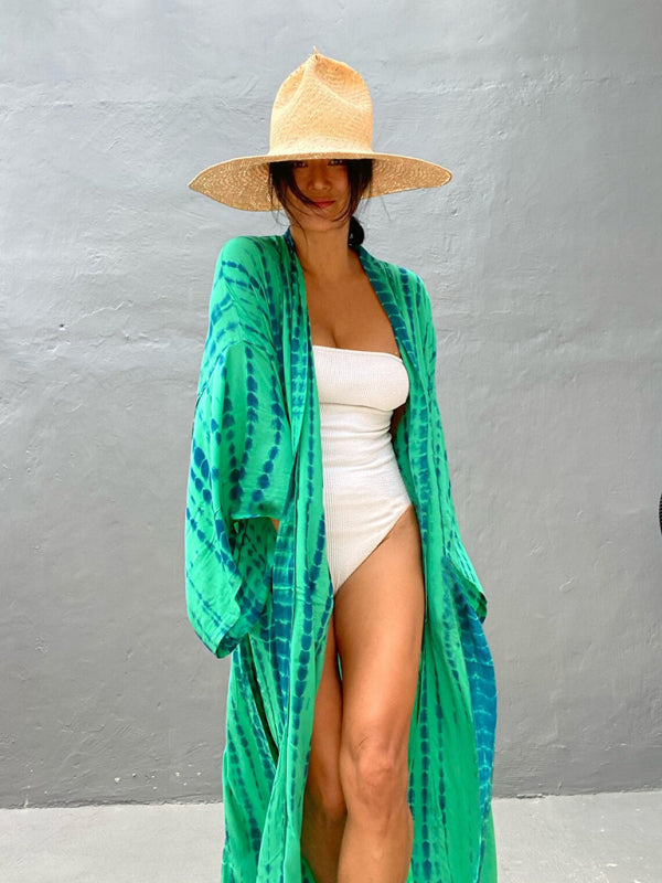 Aino | Kimono de Plage Légèrement Bohème - Robe d'Été avec Imprimé Tie-Dye Tendance
