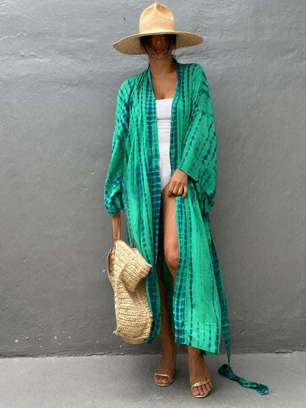 Aino | Kimono de Plage Légèrement Bohème - Robe d'Été avec Imprimé Tie-Dye Tendance