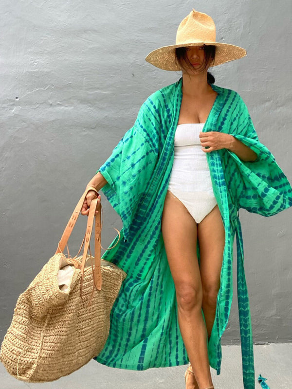 Aino | Kimono de Plage Légèrement Bohème - Robe d'Été avec Imprimé Tie-Dye Tendance