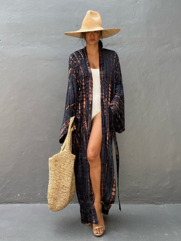 Aino | Kimono de Plage Légèrement Bohème - Robe d'Été avec Imprimé Tie-Dye Tendance