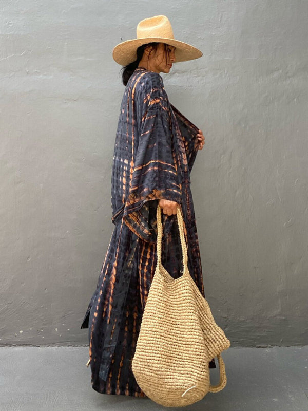 Aino | Kimono de Plage Légèrement Bohème - Robe d'Été avec Imprimé Tie-Dye Tendance