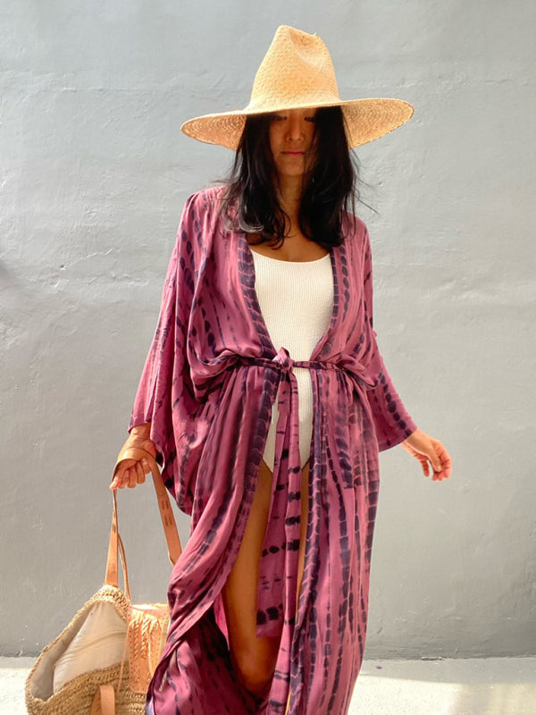 Aino | Kimono de Plage Légèrement Bohème - Robe d'Été avec Imprimé Tie-Dye Tendance