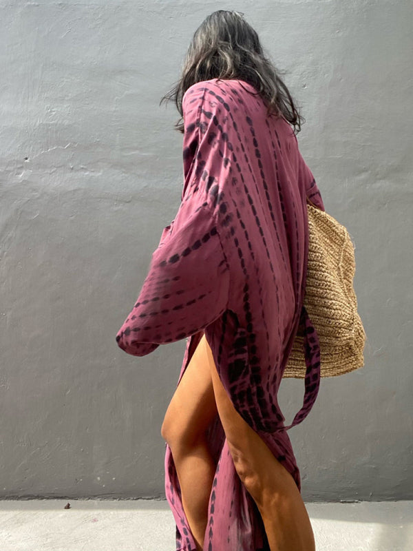 Aino | Kimono de Plage Légèrement Bohème - Robe d'Été avec Imprimé Tie-Dye Tendance