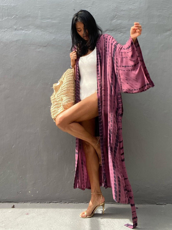 Aino | Kimono de Plage Légèrement Bohème - Robe d'Été avec Imprimé Tie-Dye Tendance