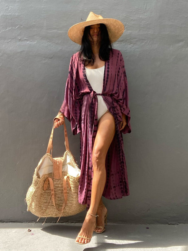 Aino | Kimono de Plage Légèrement Bohème - Robe d'Été avec Imprimé Tie-Dye Tendance