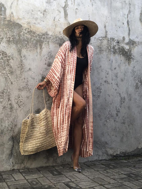 Aino | Kimono de Plage Légèrement Bohème - Robe d'Été avec Imprimé Tie-Dye Tendance