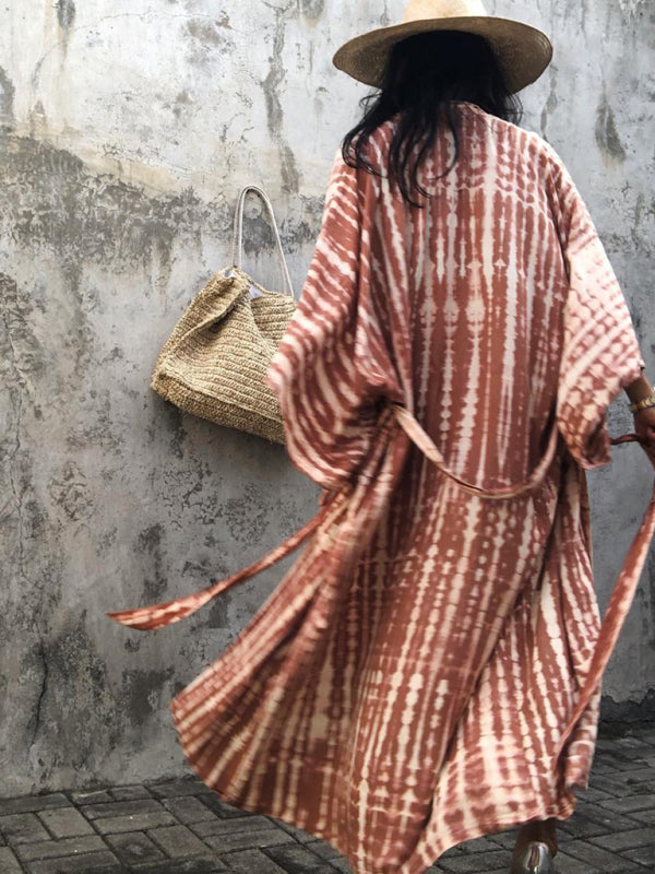 Aino | Kimono de Plage Légèrement Bohème - Robe d'Été avec Imprimé Tie-Dye Tendance