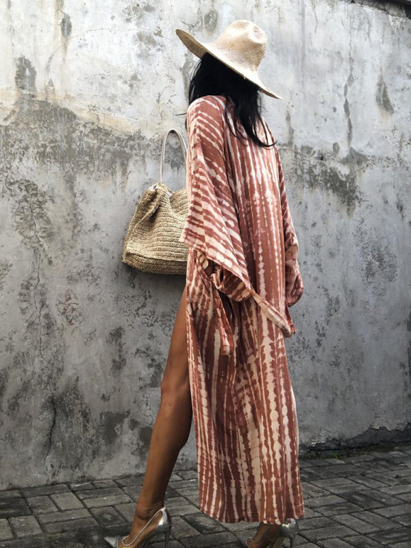 Aino | Kimono de Plage Légèrement Bohème - Robe d'Été avec Imprimé Tie-Dye Tendance