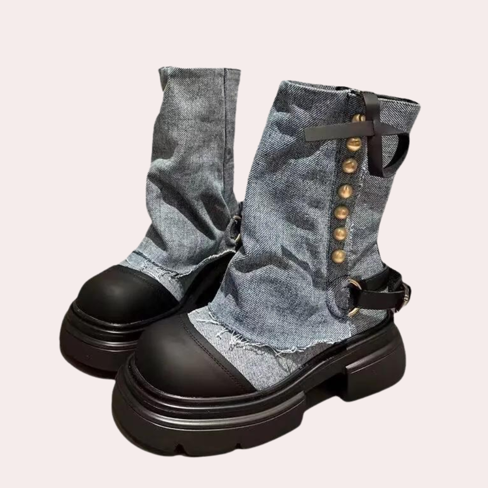 Bottes en denim KEONA™ élégantes pour des journées d'hiver chaudes.