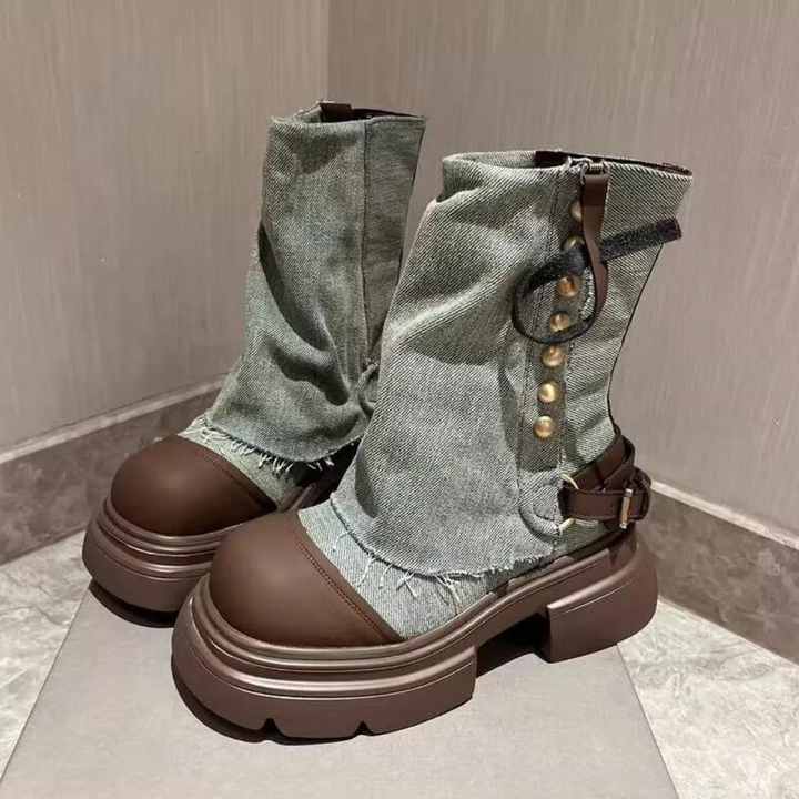Bottes en denim KEONA™ élégantes pour des journées d'hiver chaudes.