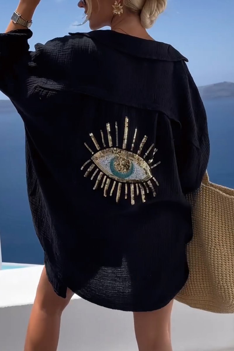 Evi | Chemise décontractée tendance avec un design captivant de motifs oculaires