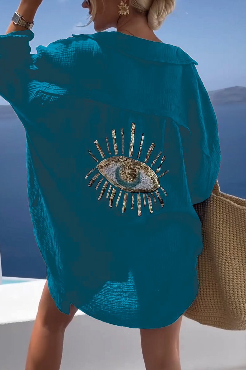 Evi | Chemise décontractée tendance avec un design captivant de motifs oculaires