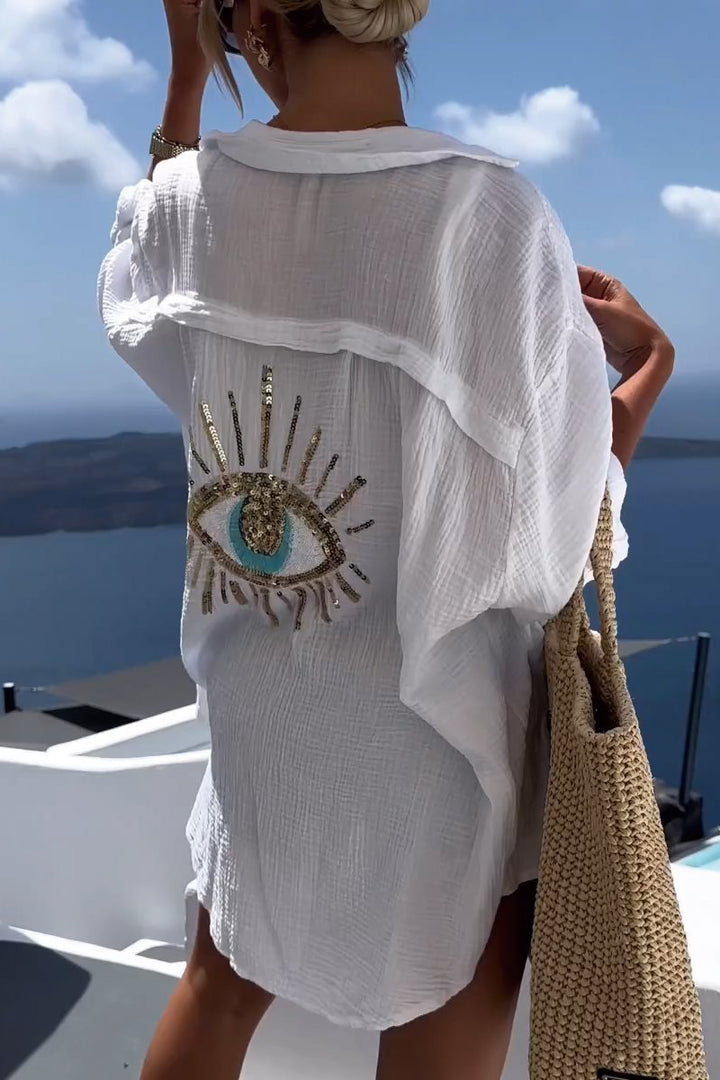 Evi | Chemise décontractée tendance avec un design captivant de motifs oculaires