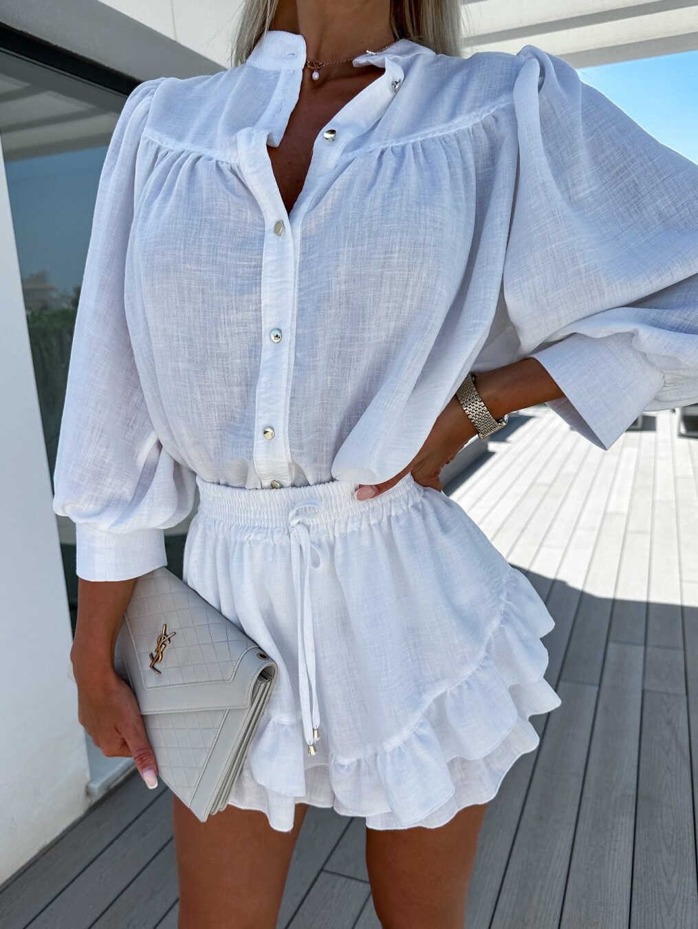 Janica - Ensemble de jupe à boutons élégant pour un look stylé
