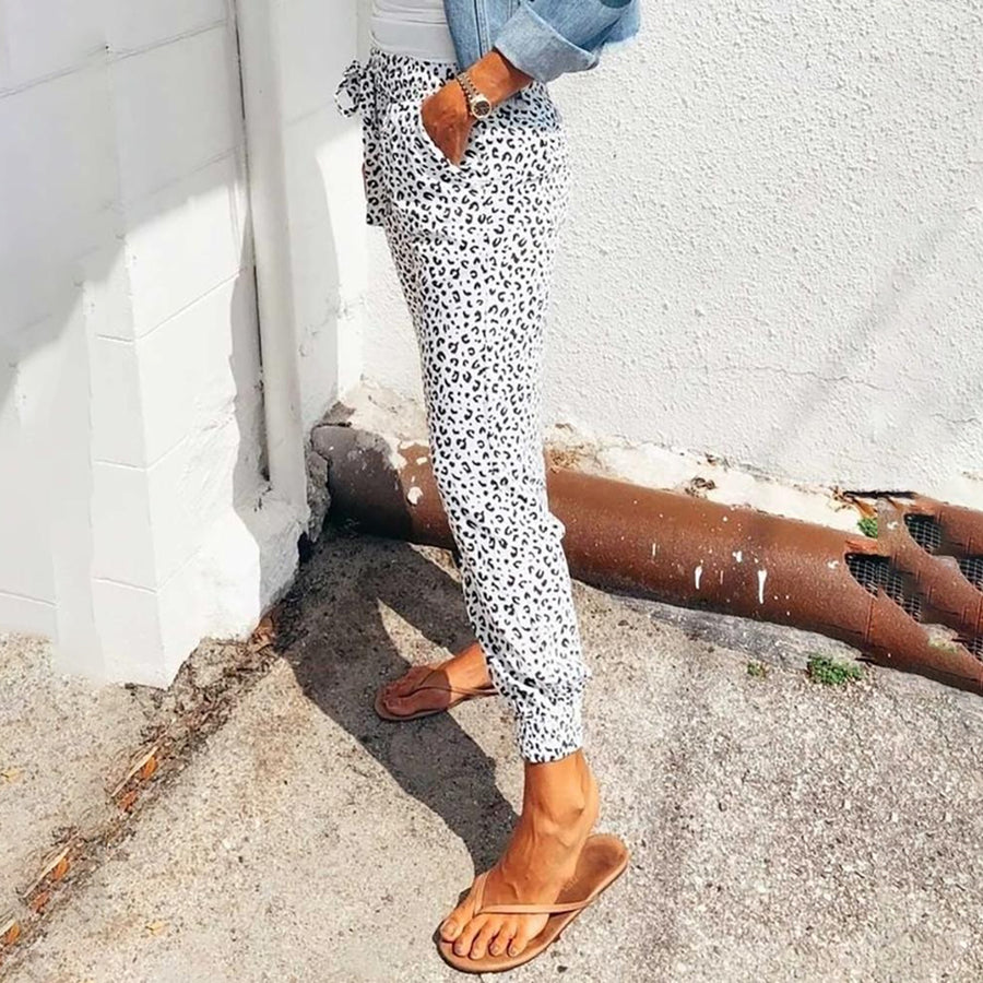 Leocelina - Pantalons tendance à motif léopard pour un look stylé