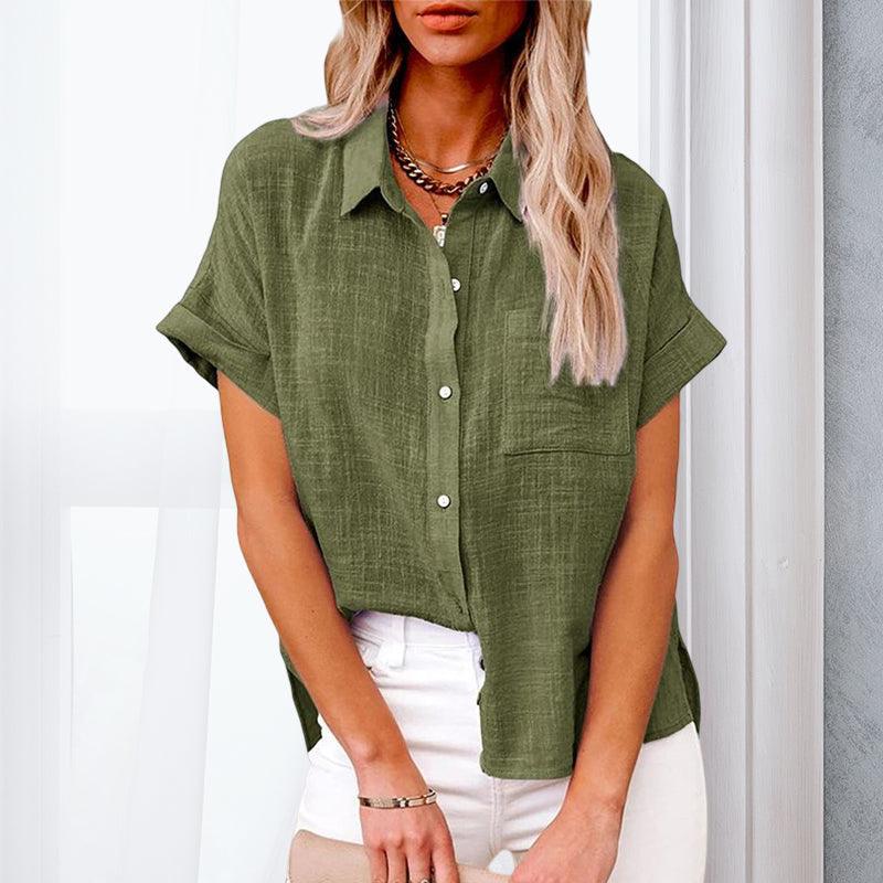Halona blouse élégante pour femmes à manches courtes - Légère, respirante et parfaite pour un look décontracté et relaxant.