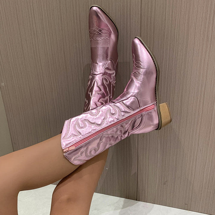 Gracie - Magnifiques bottes de cowboy métalliques pour un look glamour