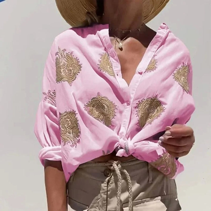 Chiara - Blouse Élégante à Manches Amples avec Broderies Élégantes pour Femmes