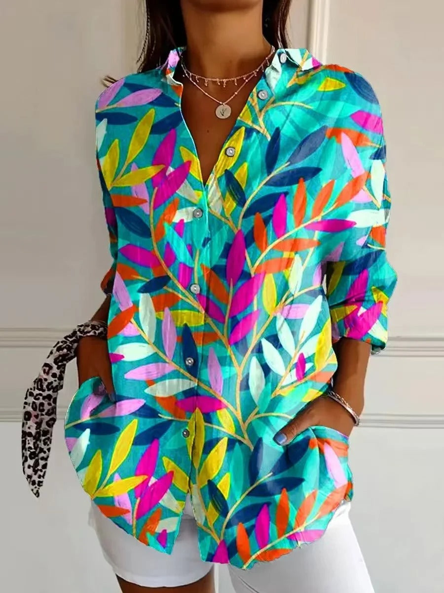Alienor - Blouse élégante pour femmes avec un imprimé floral joyeux pour un look frais