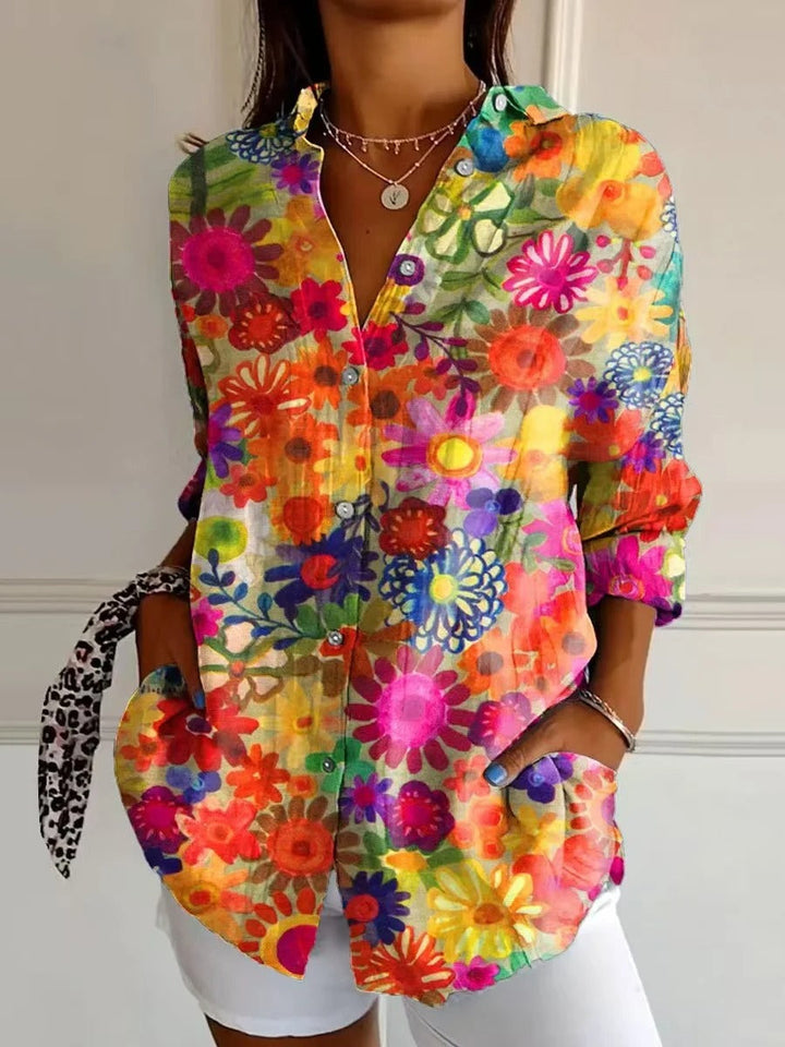 Alienor - Blouse élégante pour femmes avec un imprimé floral joyeux pour un look frais