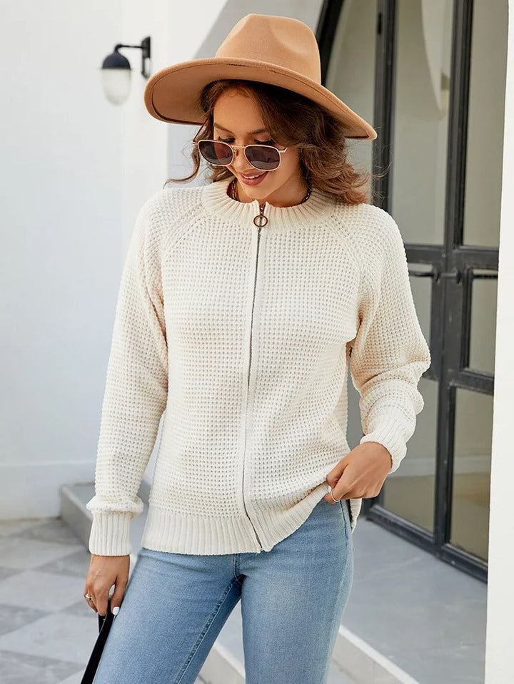 Lotte - Manteau jersey côtelé élégant avec fermeture éclair pour un look stylé