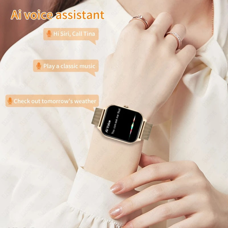 LuxeTime | Montre intelligente élégante pour femmes avec tracker d'activité, moniteur de fréquence cardiaque et design chic.