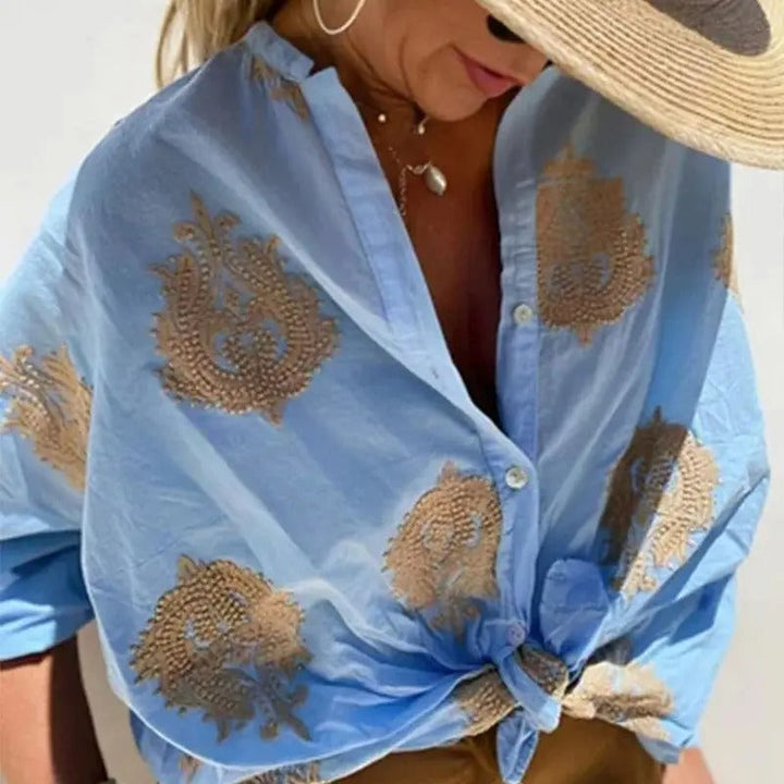 Chiara - Blouse Élégante à Manches Amples avec Broderies Élégantes pour Femmes