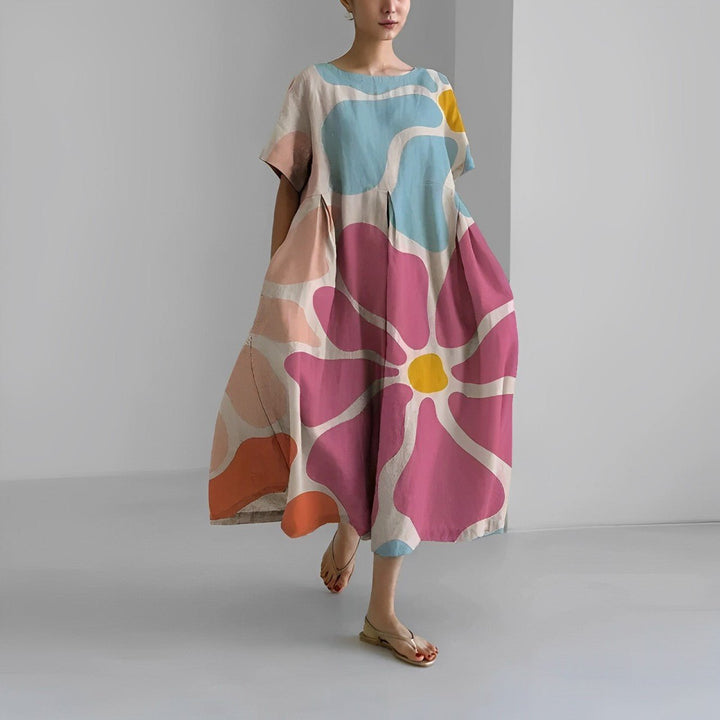 Vittoria | Charmante robe de chambre maxi boho pour femmes avec imprimé floral et poches pratiques