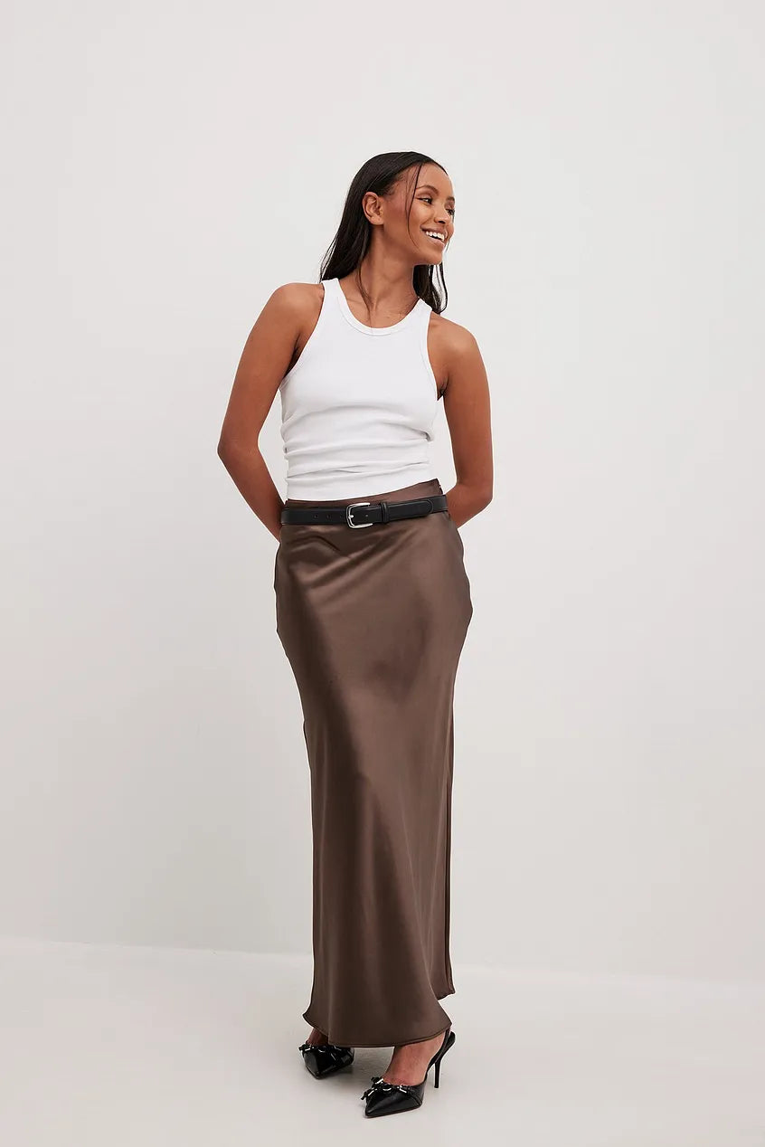 Effie - Jupe midi en satin classique élégante pour femmes