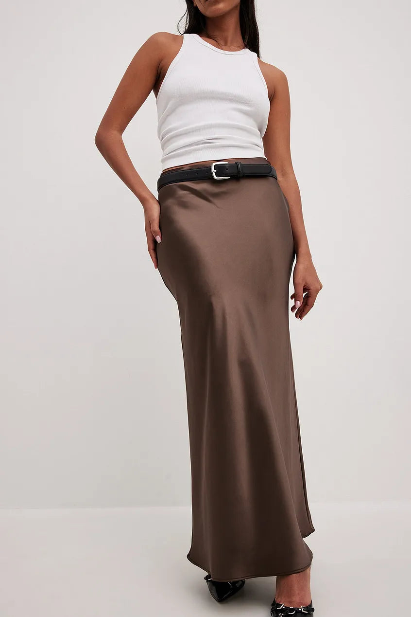 Effie - Jupe midi en satin classique élégante pour femmes