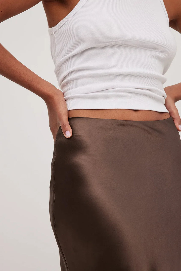 Effie - Jupe midi en satin classique élégante pour femmes