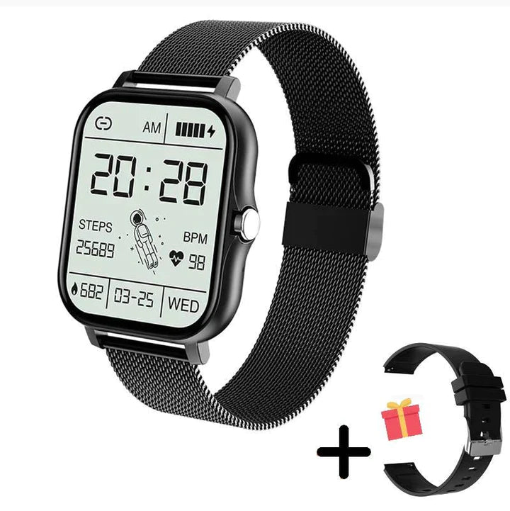 LuxeTime | Montre intelligente élégante pour femmes avec tracker d'activité, moniteur de fréquence cardiaque et design chic.