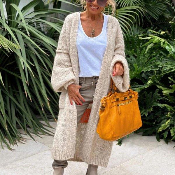 Giulietta - Cardigan Vintage surdimensionné au Style Élégant avec une Impression Inspirante "Love & Peace" pour une Élégance Intemporelle