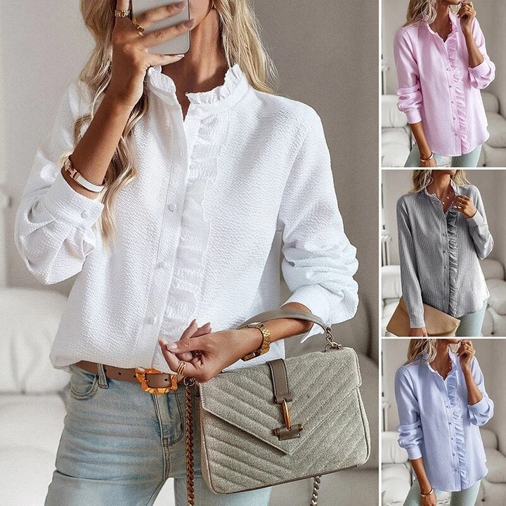 Blouse élégante pour femme à manches longues avec volants pour un look chic | Mecca
