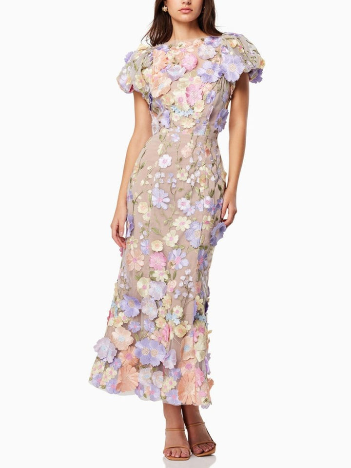Andressa | Robe longue à fleurs charmante pour femmes - Manches courtes élégantes pour un look raffiné